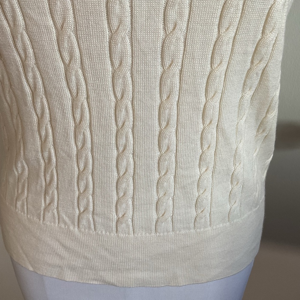 Banana Republic 100% Merino Wool Cable Knit Halter Top Cream Beige Medium - Picture 4 of 6